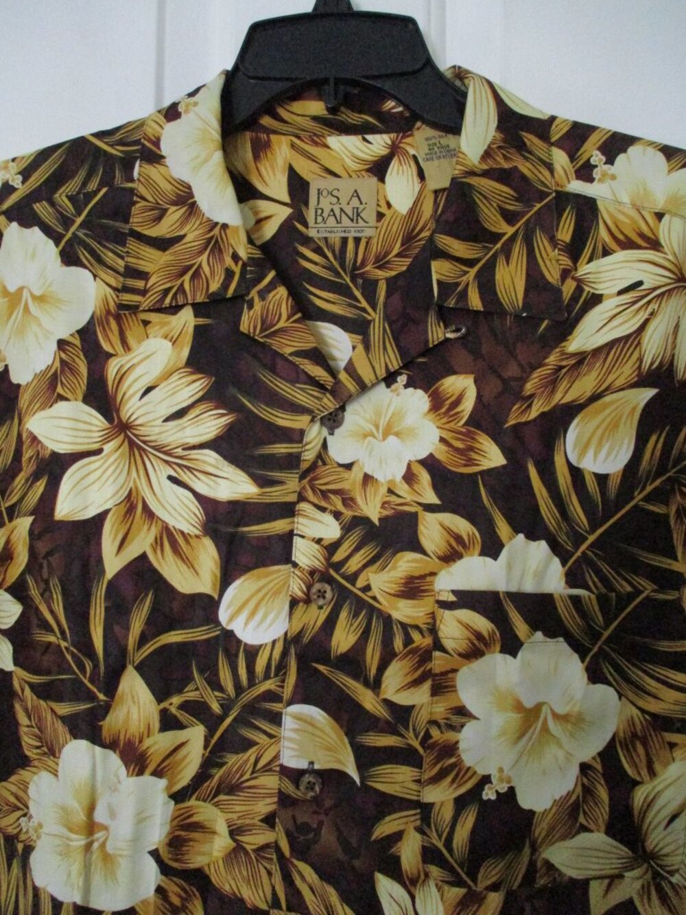 Jos. A. Bank Mens S/S Multicolor Washable Silk Resortwear Hawaiian Shirt NWOT-L*